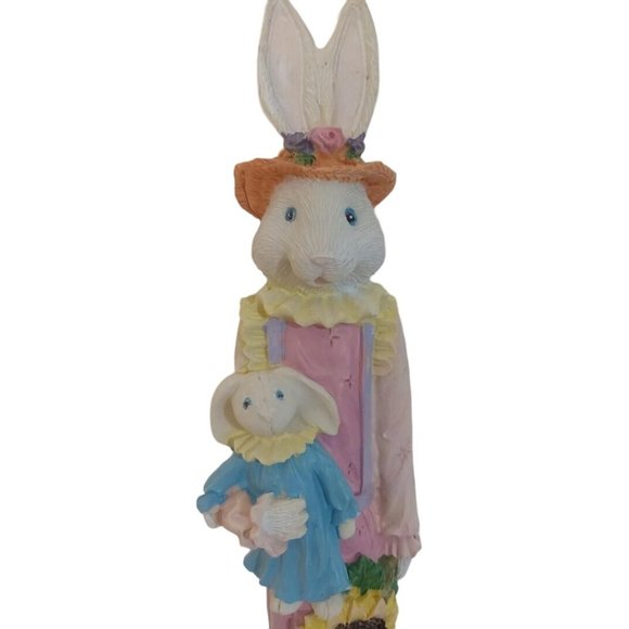 World Bazaars Inc Female Bunny Rabbit 12 In Ceramic Figurine With Baby In Hand - Picture 3 of 12